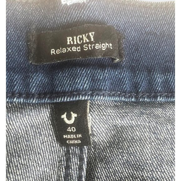 True Religion Mens Ricky Relaxed Straight Denim Shorts Dark Lagoon Wash Size 40 - Picture 15 of 16